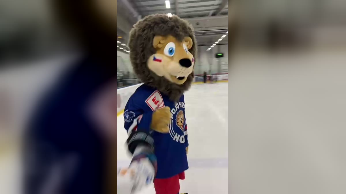 Maskot projektu Pojď hrát hokej na ledě při akci v Říčanech
